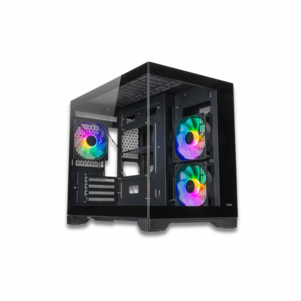 Tecware VXN Evo Black MATX Dual Chamber Case w/ 3X 120mm ARGB Fans - Image 2