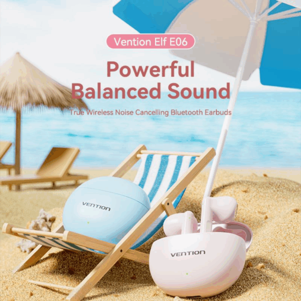 Vention Elf E06 True Wireless Bluetooth Earphones Black - NBKB0 - Image 3