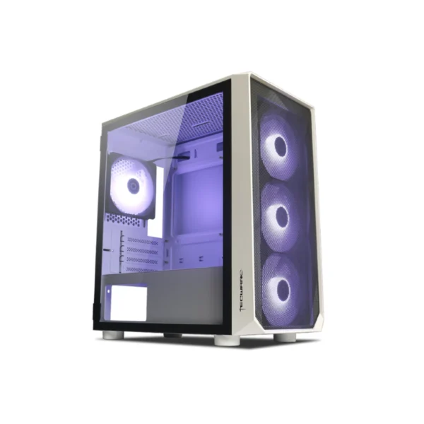 Tecware Forge M White MATX Tempered Glass Case w/ 4X 120mm ARGB Fans - Image 3