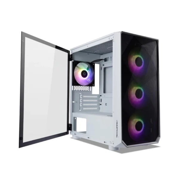 Tecware Forge M White MATX Tempered Glass Case w/ 4X 120mm ARGB Fans - Image 4