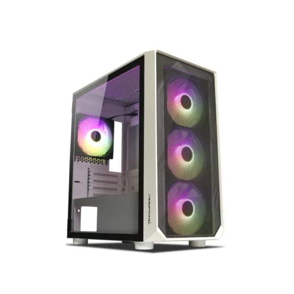 Tecware Forge M White MATX Tempered Glass Case w/ 4X 120mm ARGB Fans - Image 2