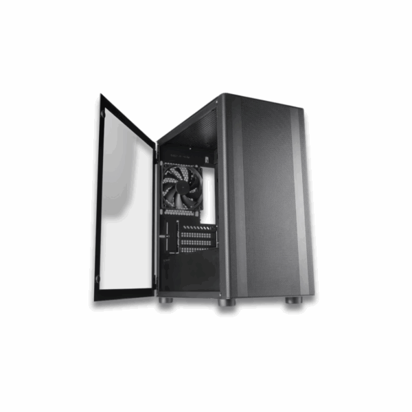 Tecware Flatline Black MATX TG Case with 4 Black Fans - Image 2